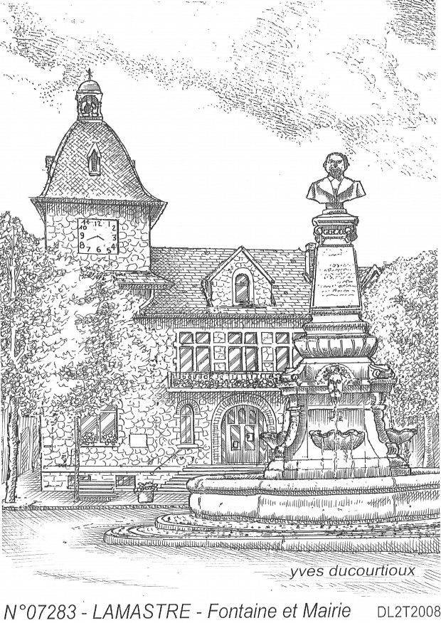 N 07283 - LAMASTRE - fontaine et mairie