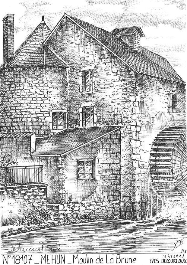 N° 18107 - MEHUN SUR YEVRE - moulin de la brune