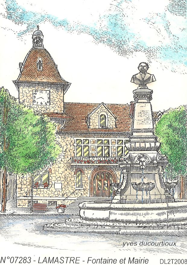 N 07283 - LAMASTRE - fontaine et mairie