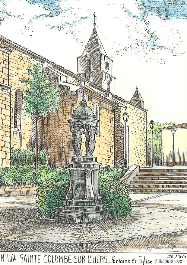 N 11164 - STE COLOMBE SUR L HERS - fontaine et glise