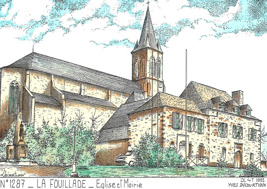 N 12087 - LA FOUILLADE - glise et mairie