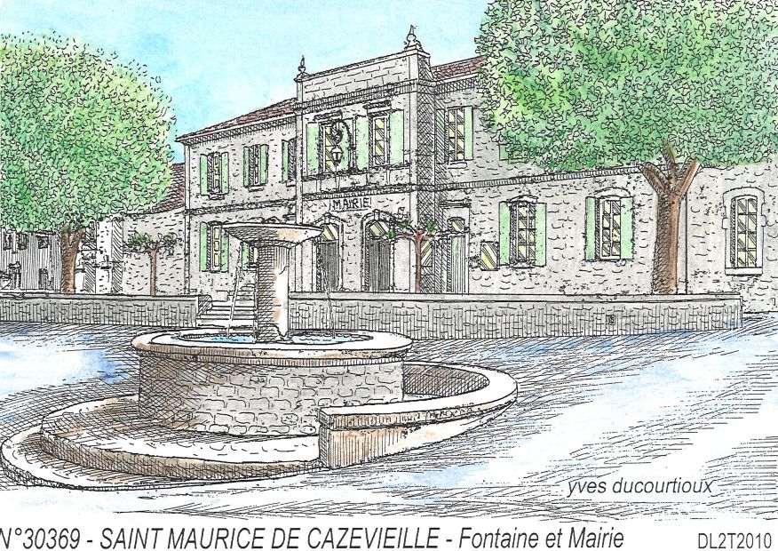 N 30369 - ST MAURICE DE CAZEVIEILLE - fontaine et mairie