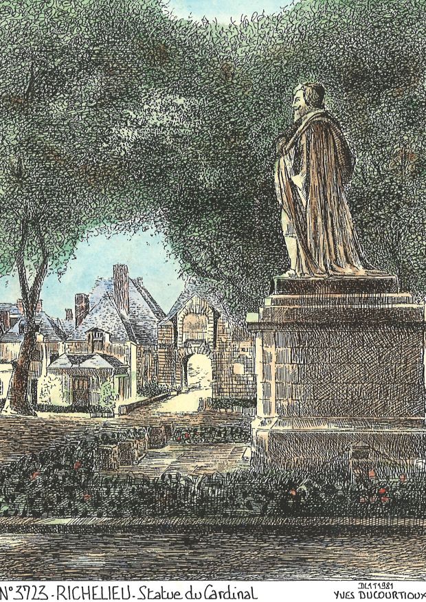 N 37023 - RICHELIEU - statue du cardinal