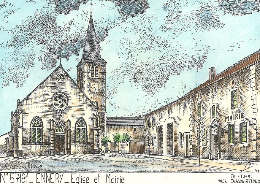 N 57181 - ENNERY - glise et mairie