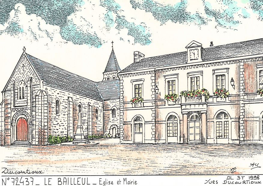 N 72437 - LE BAILLEUL - glise et mairie