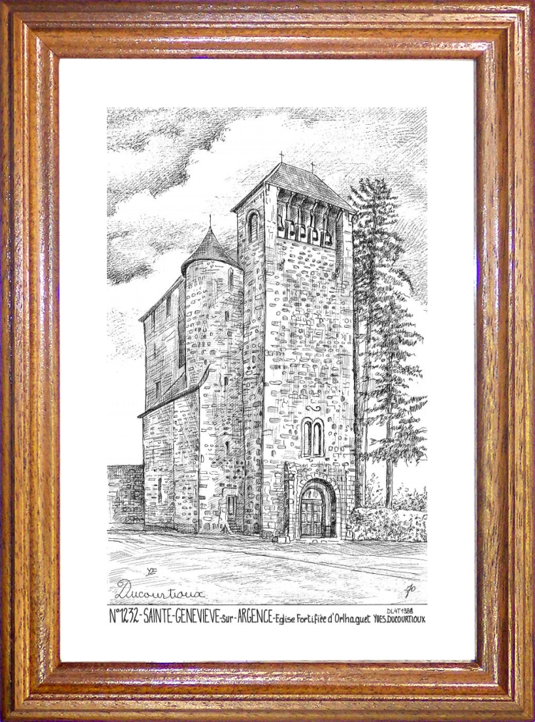 N 12032 - STE GENEVIEVE SUR ARGENCE - église fortifiée d orlhaguet
