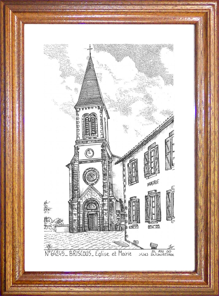 N 64245 - BRISCOUS - église et mairie