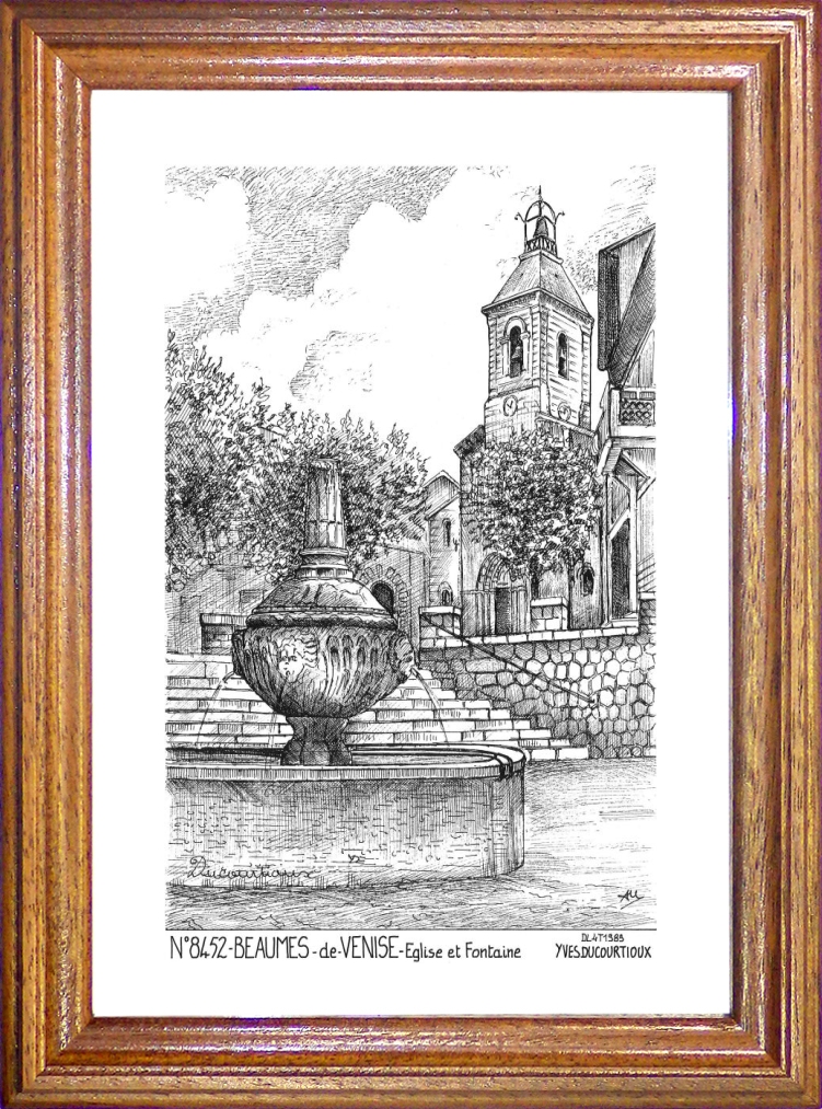 N 84052 - BEAUMES DE VENISE - église et fontaine